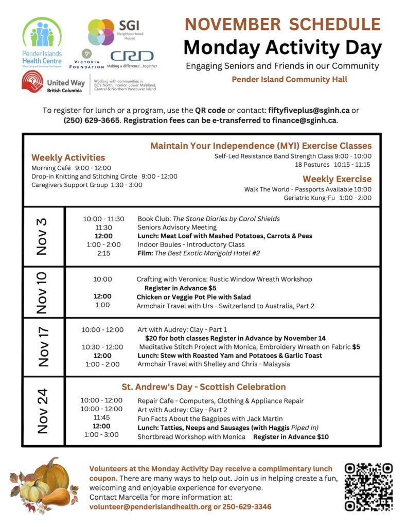 SGINH Monday schedule November 2025